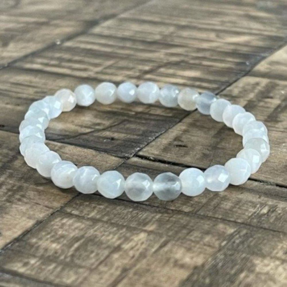 4mm Faceted Gray Moonstone Stretch Bracelet
